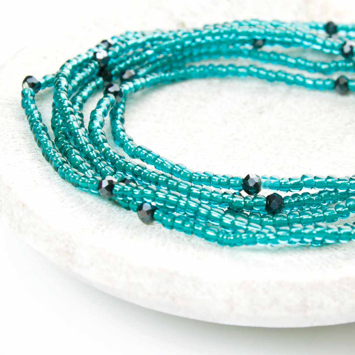 Teal Caviar Beaded Anklet-3