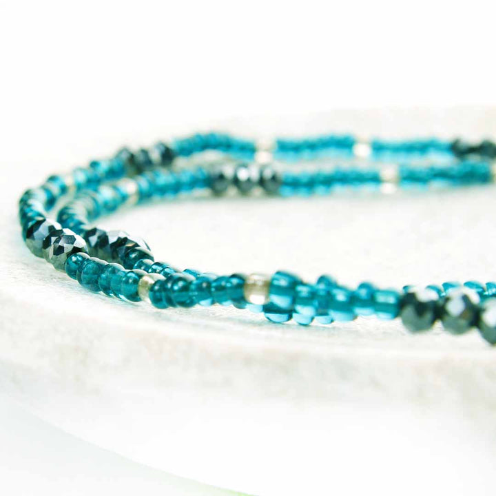 Teal Caviar Sparkles Beaded Anklet-2