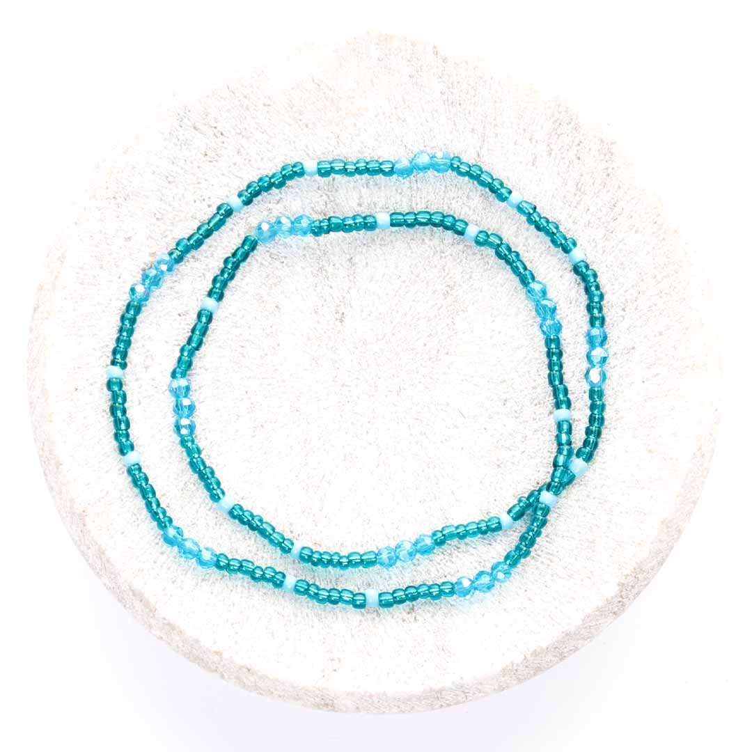 Teal Lagoon Beaded Anklet-1