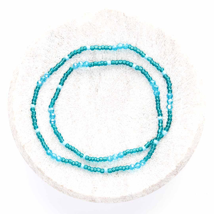 Teal Lagoon Beaded Anklet-1