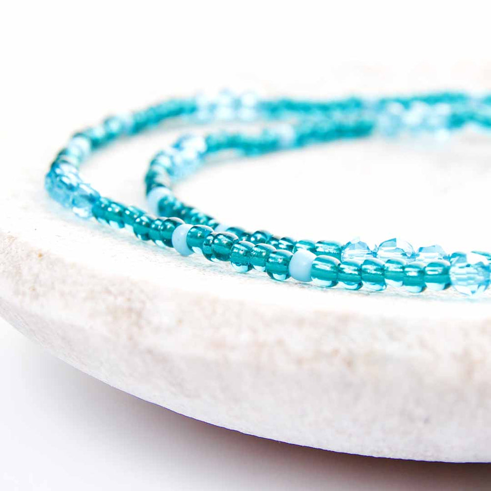 Teal Lagoon Beaded Anklet-2