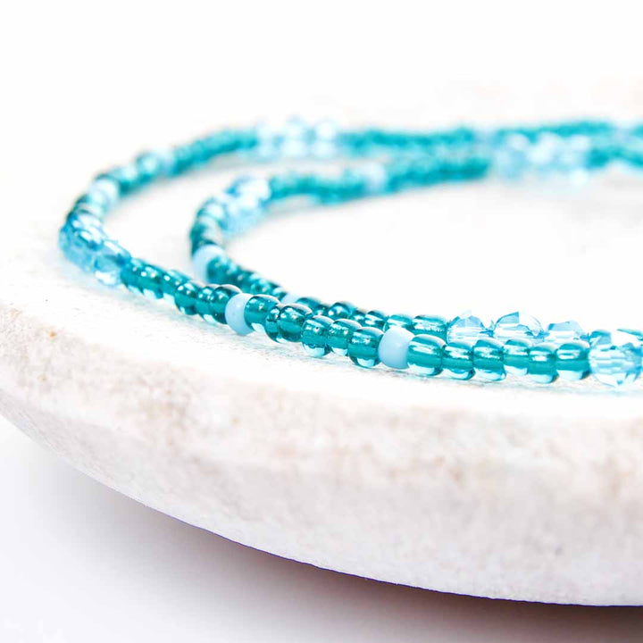 Teal Lagoon Beaded Anklet-2