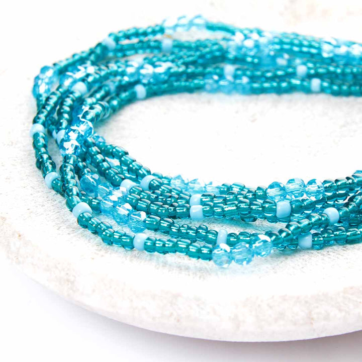 Teal Lagoon Beaded Anklet-3