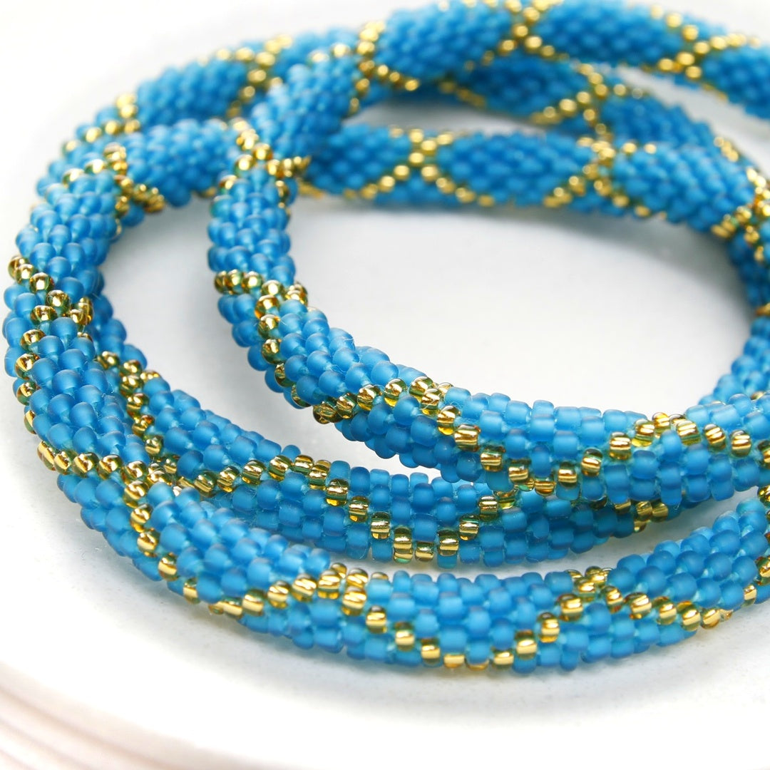 Teal & Gold Criss Cross - 7"