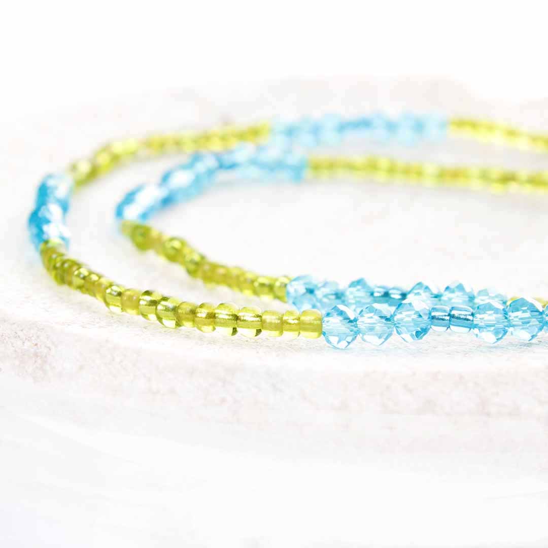 Turks and Caicos Beaded Ankle Bracelet - Handmade Artisan Jewelry - close up- Cana Capri