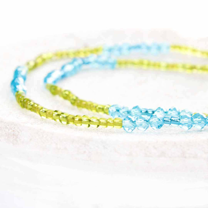Turks and Caicos Beaded Ankle Bracelet - Handmade Artisan Jewelry - close up- Cana Capri