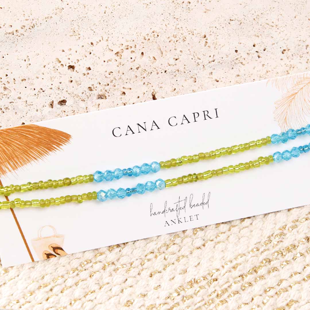 Turks and Caicos Beaded Ankle Bracelet - Handmade Artisan Jewelry - Packaging - Cana Capri