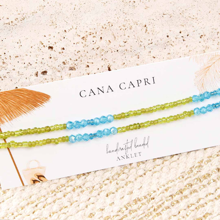 Turks and Caicos Beaded Ankle Bracelet - Handmade Artisan Jewelry - Packaging - Cana Capri