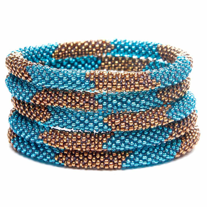 Sparkly Turquoise & Bronze Bracelet - Seed Bead Jewelry- Stack-Cana Capri