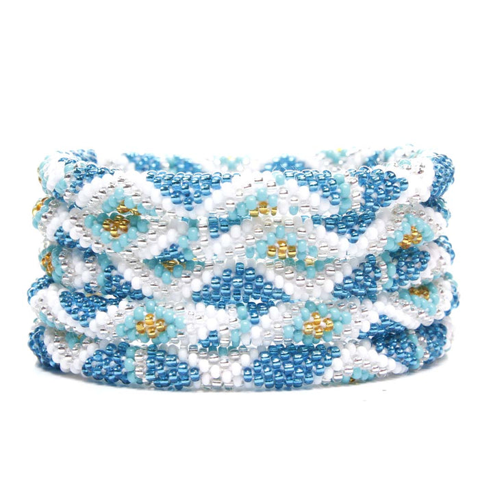 Turquoise Canyon Snow Crochet Beaded Bracelet-1