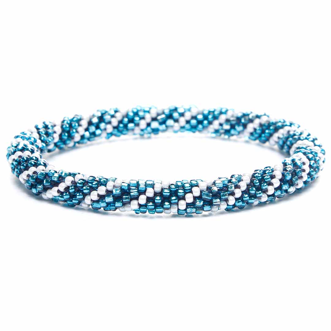 Turquoise Shell Twist Bracelet - Seed Bead Jewelry- Cana Capri