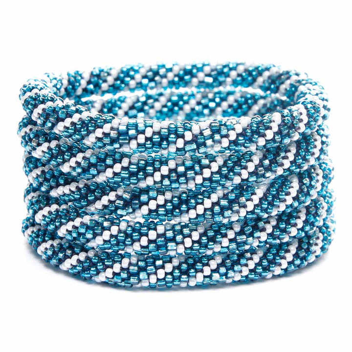 Turquoise Shell Twist Bracelet - Seed Bead Jewelry- Stack-Cana Capri