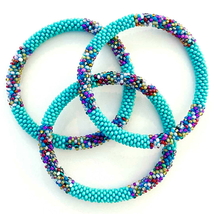 Turquoise Sprinkle Stripe - 7"