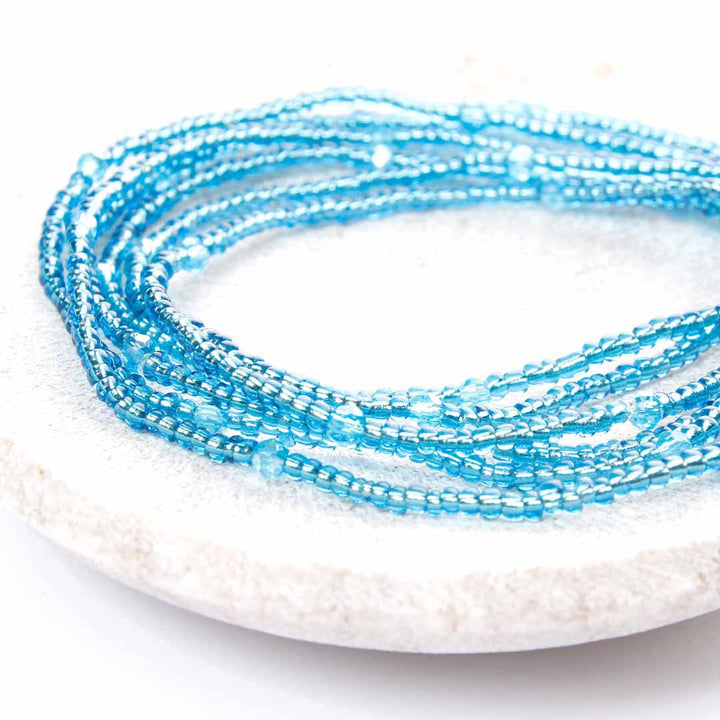 Turquoise Surf Beaded Ankle Bracelet - Handmade Artisan Jewelry - Stack- Cana Capri