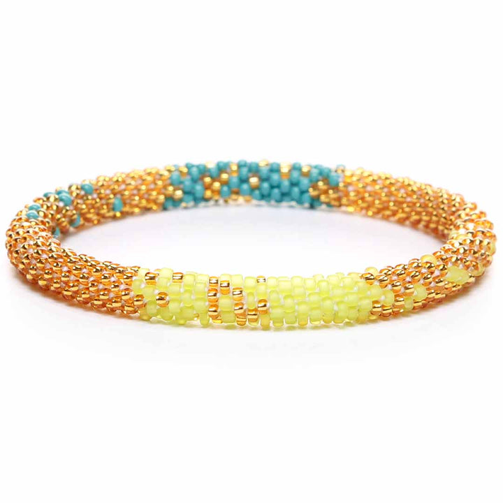 Turquoise & Lime Sorbet Sparkle Bracelet - Seed Bead Jewelry Close Up - Cana Capri
