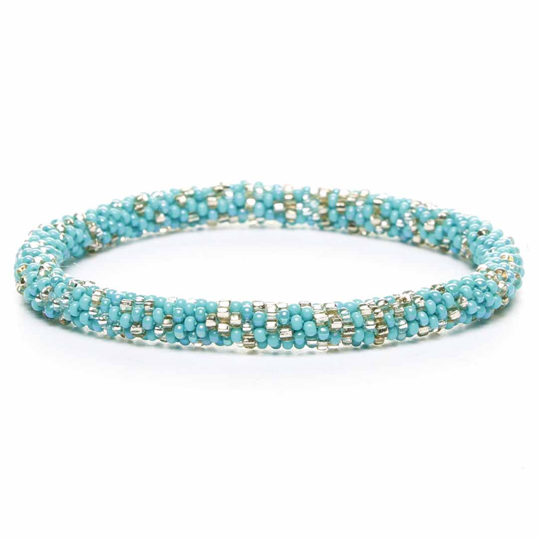 Turquoise & Silver Sparkles Beaded Bracelet