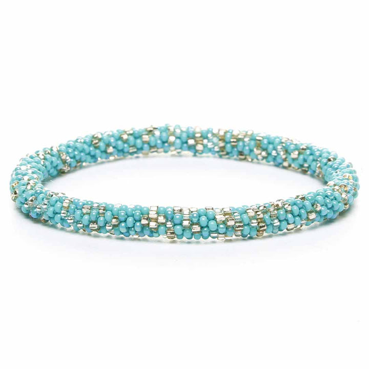 Turquoise & Silver Sparkles Beaded Bracelet
