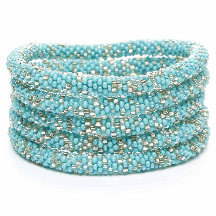 Turquoise & Silver Sparkles Beaded Bracelet