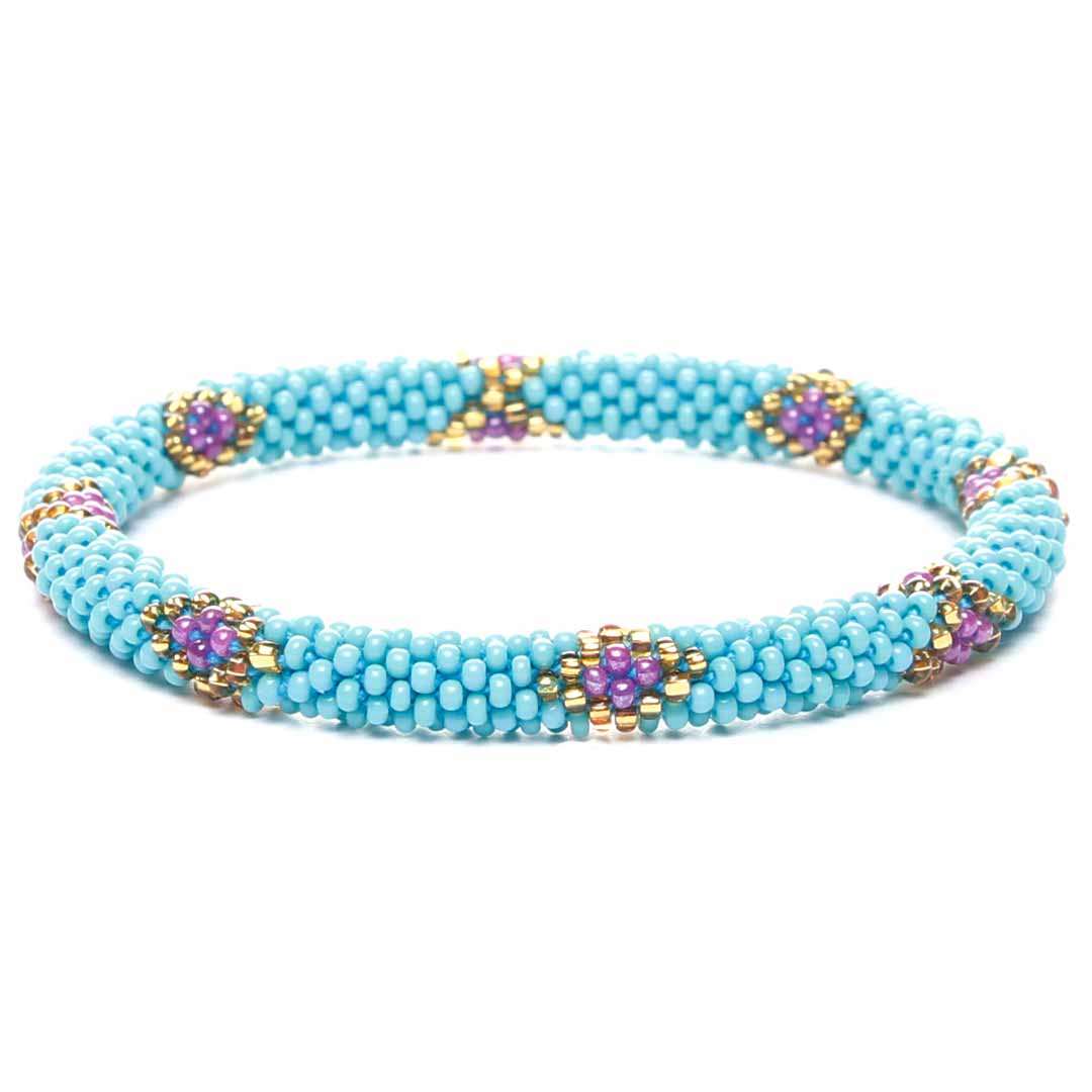 Turquoise and Purple Diamonds Beaded Bracelets