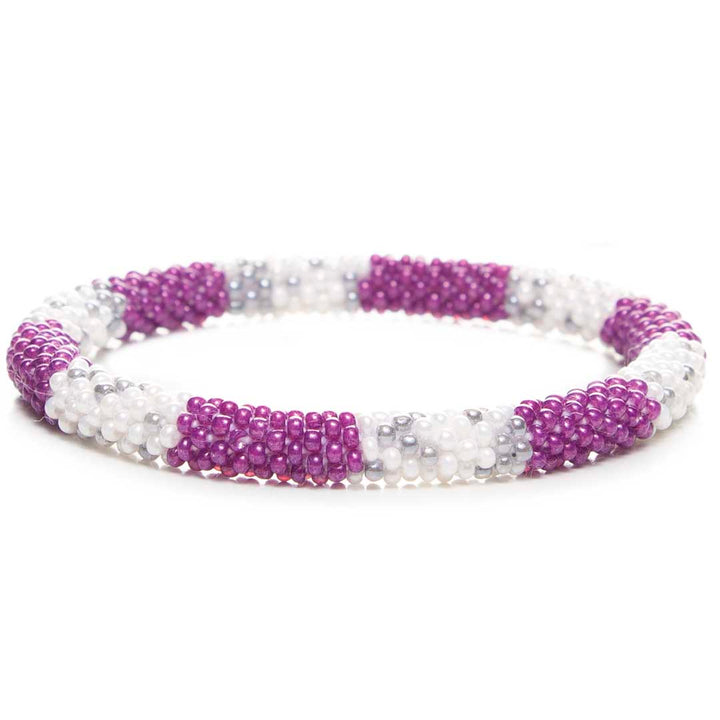 Whimsical Black Cherry Stripe Handmade Beaded Bead Bracelet Jewelry for Women-1