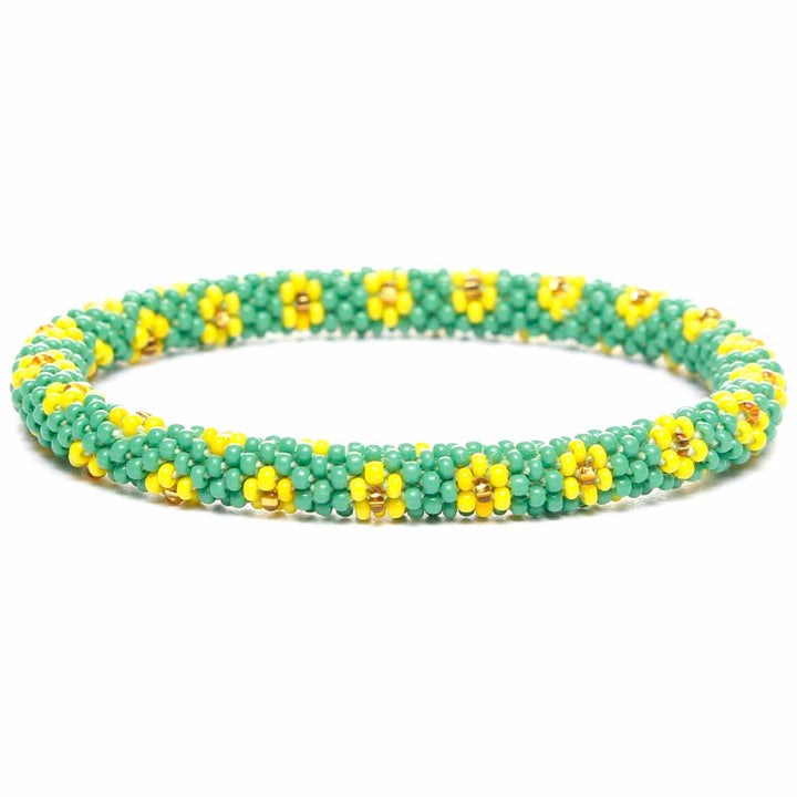 Yellow Daisy Garden Bracelet - Seed Bead Jewelry Close Up - Cana Capri