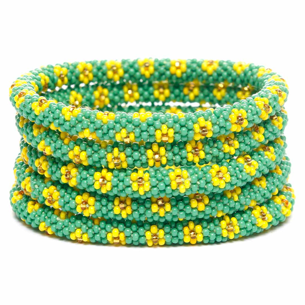 Yellow Daisy Garden Bracelet - Seed Bead Jewelry Stack - Cana Capri