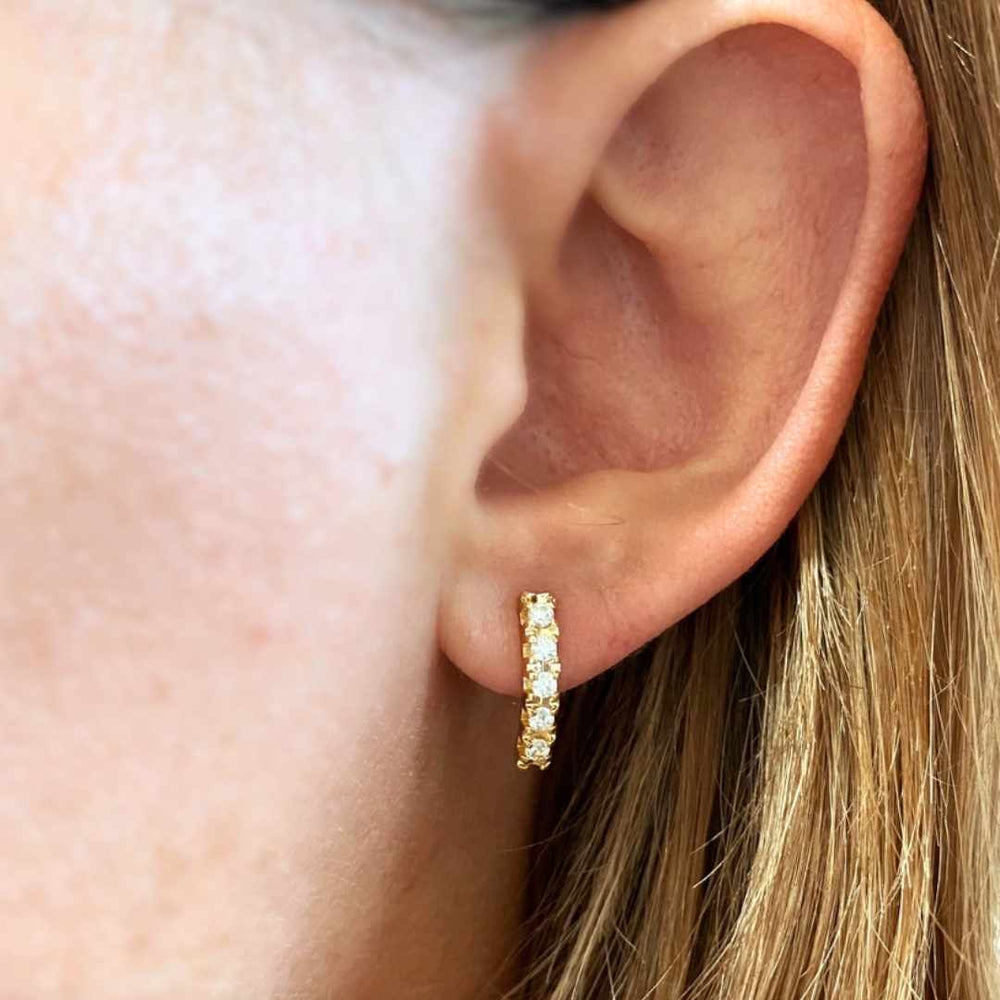 18K Gold Filled Crystal Bar Earrings On