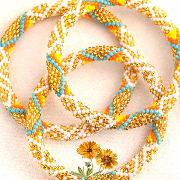 Sparkling Sunflower Trail Handmade Beaded Glass Bead Bracelet Bracelets for Women Jewelry